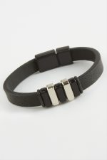 Mıknatıslı Orjinal Deri Bileklik-Siyah