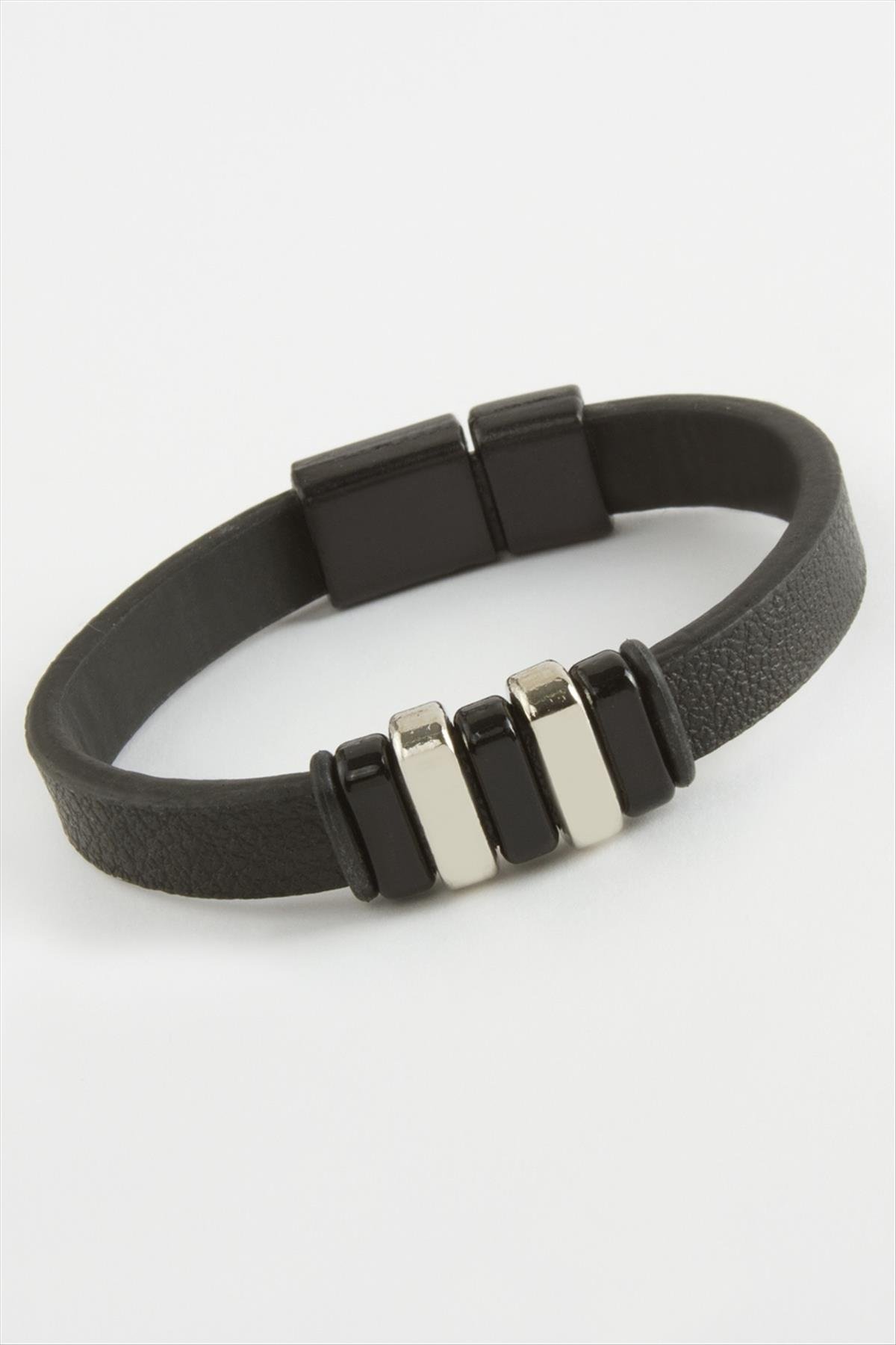 1206616_miknatisli-orjinal-deri-bileklik-6-757a.jpg Mıknatıslı Orjinal Deri Bileklik-Siyah - Görsel 1