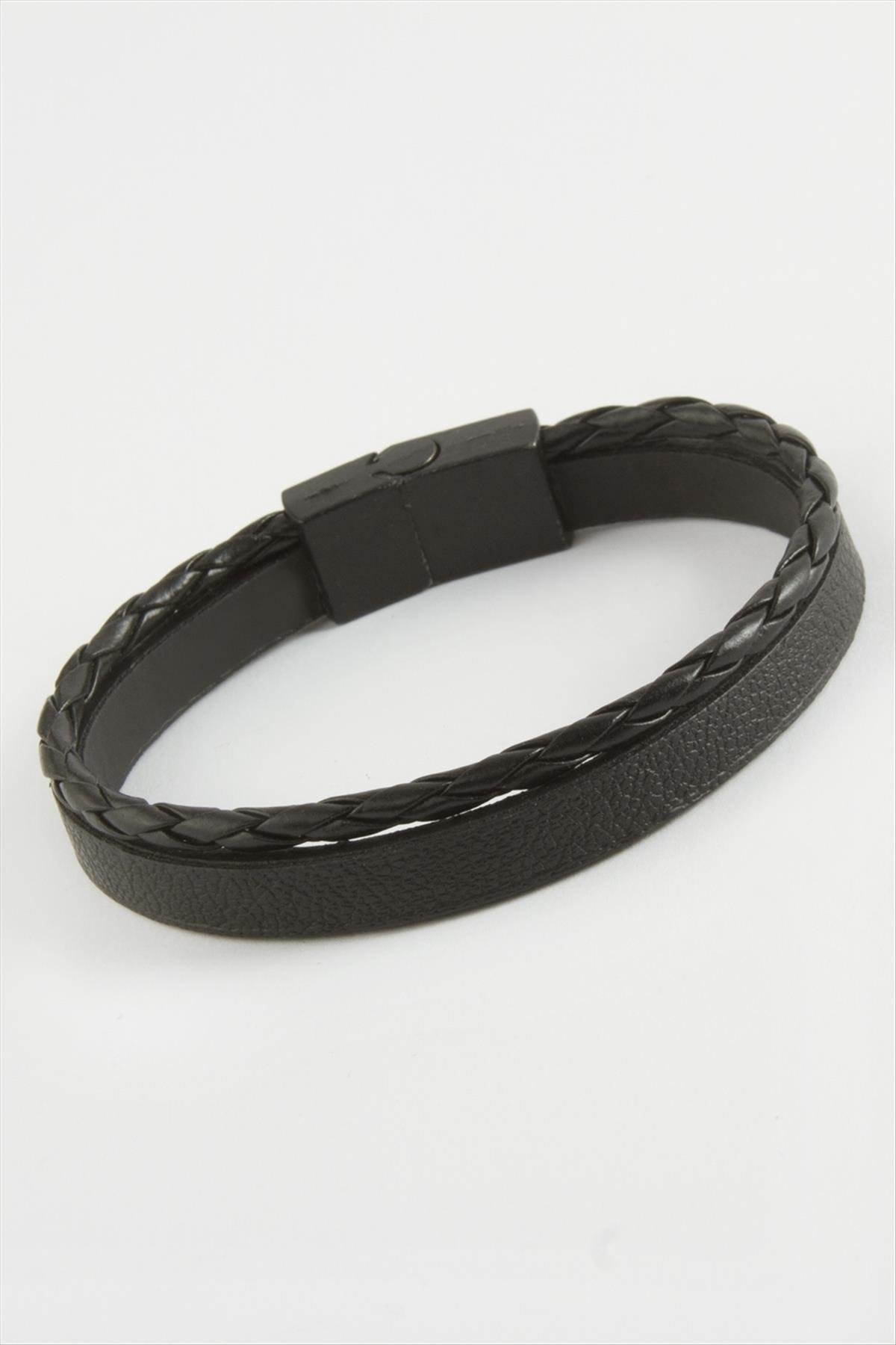 1206617_ikili-kaliteli-miknatisli-suni-deri-bi-4d3ffc.jpg İkili Kaliteli Mıknatıslı Suni Deri Bileklik-Siyah - Görsel 2