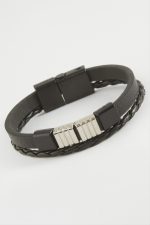 Kaliteli Mıknatıslı Suni Deri Bileklik-Siyah - Görsel 2
