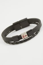 Çapa Kaliteli Mıknatıslı Suni Deri Bileklik-Siyah - Görsel 2