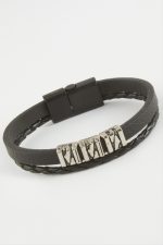 Kaliteli Mıknatıslı Suni Deri Bileklik-Siyah