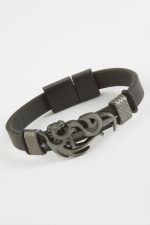 Ejderha Kaliteli Mıknatıslı Suni Deri Bileklik-Siyah