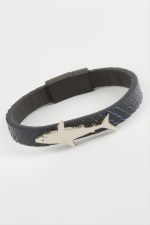 Balık Kaliteli Mıknatıslı Suni Deri Bileklik-Lacivert