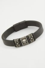 Kuru Kafa Kaliteli Mıknatıslı Suni Deri Bileklik-Siyah - Görsel 2