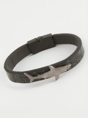 Balık Kaliteli Mıknatıslı Suni Deri Bileklik-Siyah