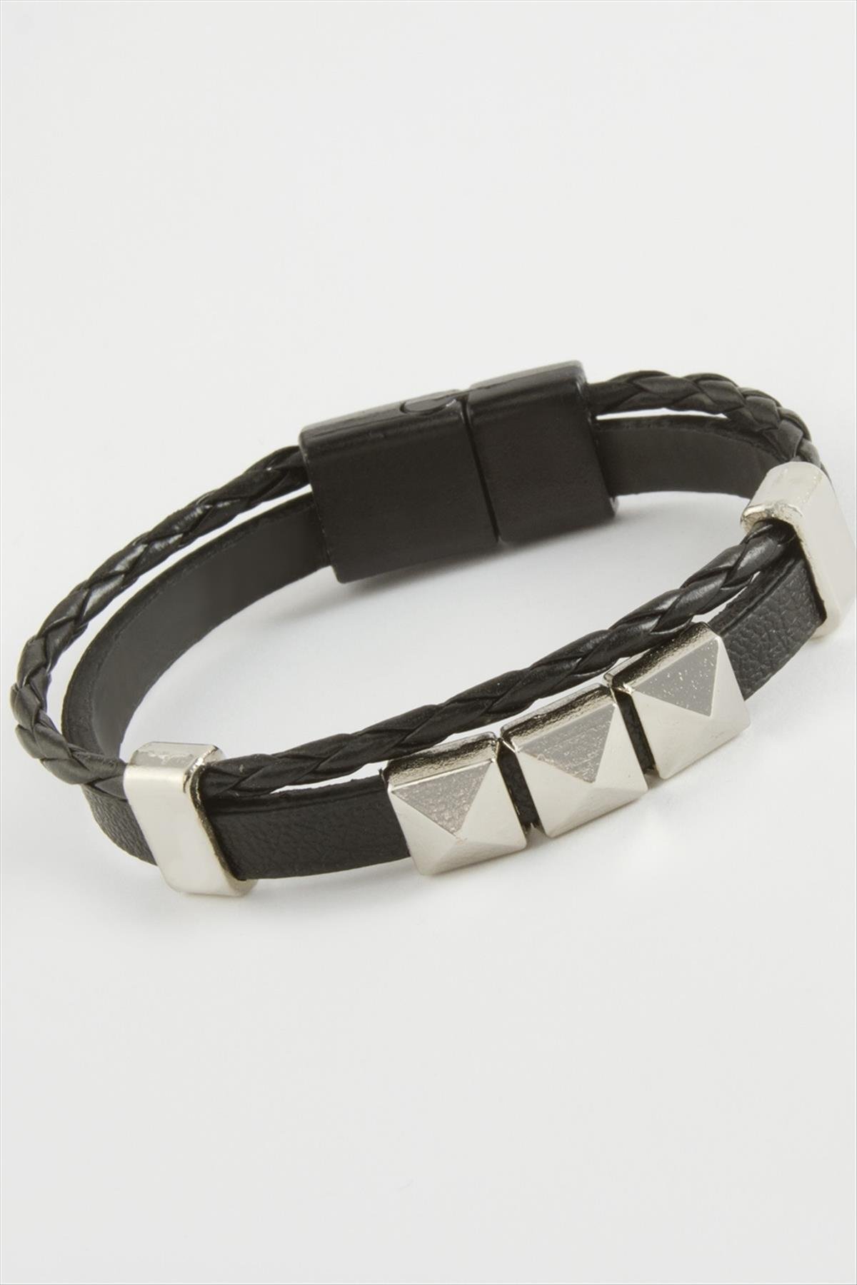 1206630_prizma-kaliteli-miknatisli-suni-deri-b-1f357-.jpg Prizma Kaliteli Mıknatıslı Suni Deri Bileklik-Siyah - Görsel 2