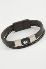Kuru Kafa Kaliteli Mıknatıslı Suni Deri Bileklik-Siyah - Görsel 2