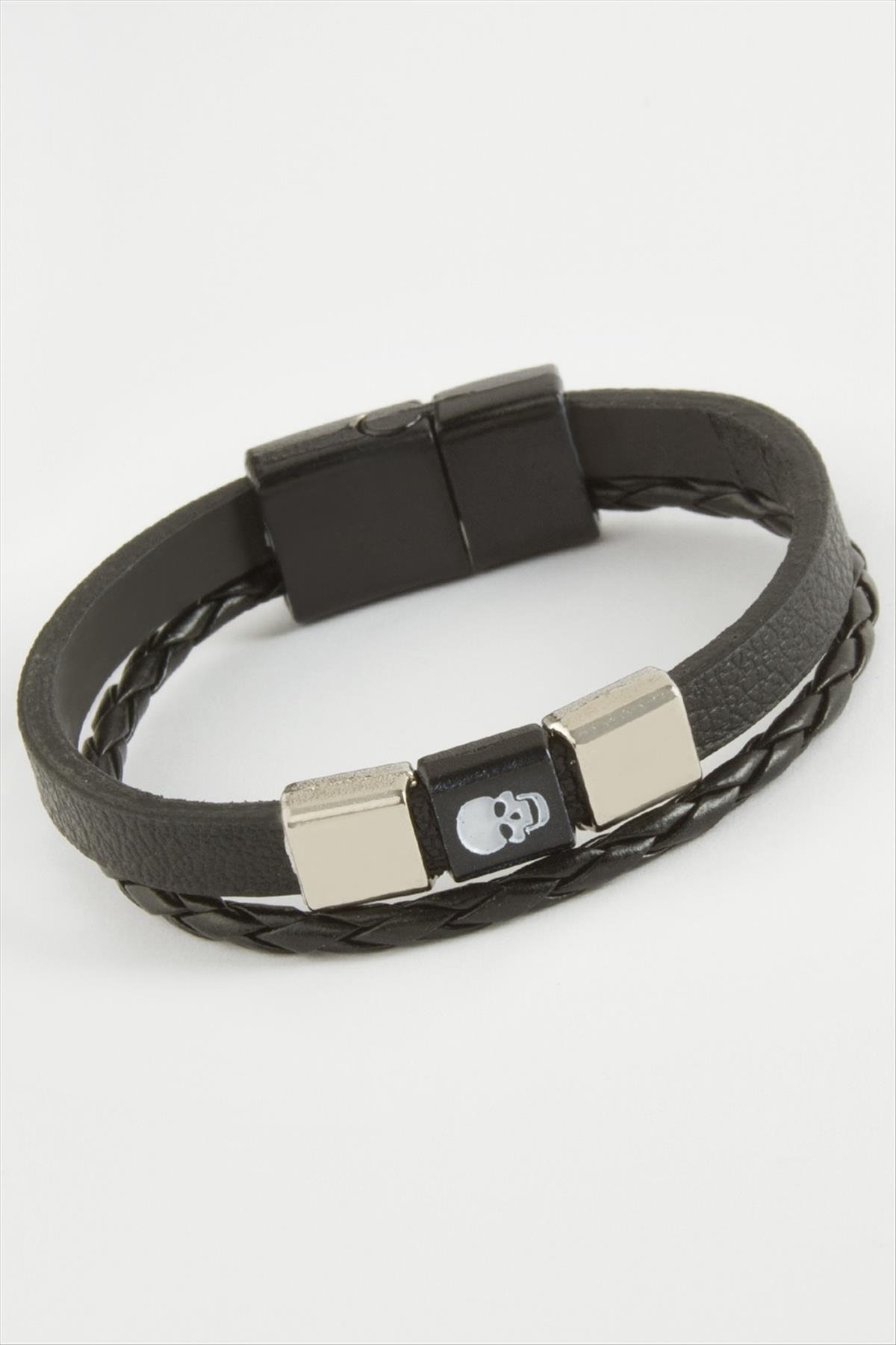 1206632_kuru-kafa-kaliteli-miknatisli-suni-der-f016ac.jpg Kuru Kafa Kaliteli Mıknatıslı Suni Deri Bileklik-Siyah - Görsel 1