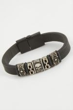 Kuru Kafa Kaliteli Mıknatıslı Suni Deri Bileklik-Siyah - Görsel 2