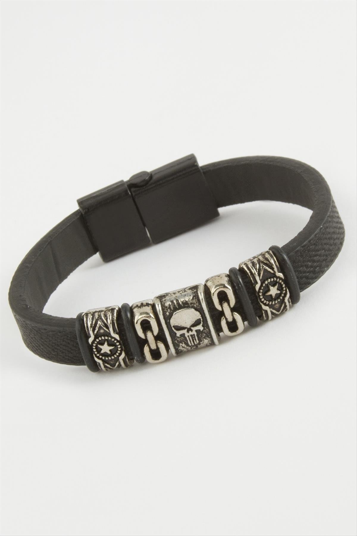 1206637_kuru-kafa-kaliteli-miknatisli-suni-der-4a-4ed.jpg Kuru Kafa Kaliteli Mıknatıslı Suni Deri Bileklik-Siyah - Görsel 1