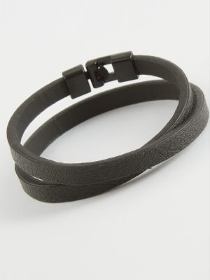 Dolama Kaliteli Suni Deri Bileklik-Siyah