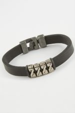 Dört Sıra Kaliteli Suni Deri Bileklik-Siyah