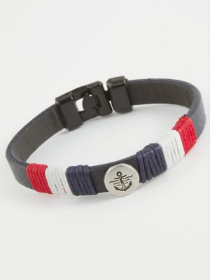 Çapa Kaliteli Suni Deri Bileklik-Lacivert