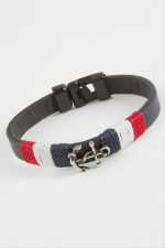 Çapa Kaliteli Suni Deri Bileklik-Lacivert - Görsel 2