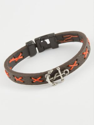 Çapa Kaliteli Suni Deri Bileklik-Kahverengi