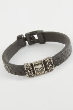 Kuru Kafa Kaliteli Suni Deri Bileklik-Siyah