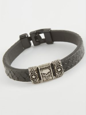 Kuru Kafa Kaliteli Suni Deri Bileklik-Siyah