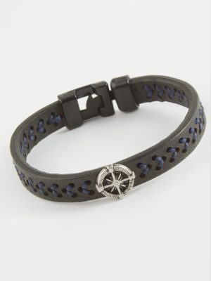 Pusula Kaliteli Suni Deri Bileklik-Siyah