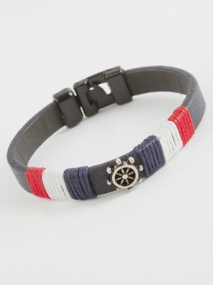 DümenKaliteli Suni Deri Bileklik-Lacivert