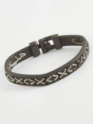 İpli Kaliteli Suni Deri Bileklik-Siyah