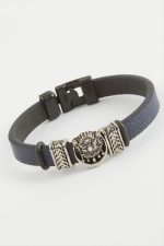 Osmanlı Bayrağı Kaliteli Suni Deri Bileklik-Siyah