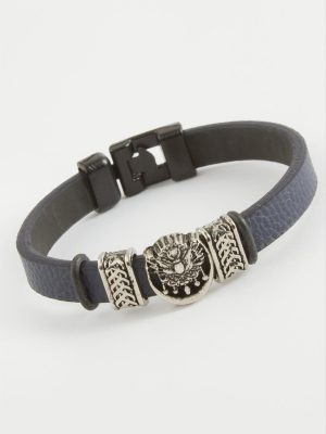 Osmanlı Bayrağı Kaliteli Suni Deri Bileklik-Siyah