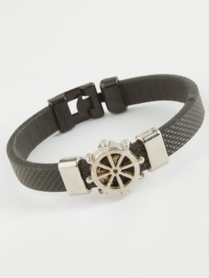 Dümen Kaliteli Suni Deri Bileklik-Siyah