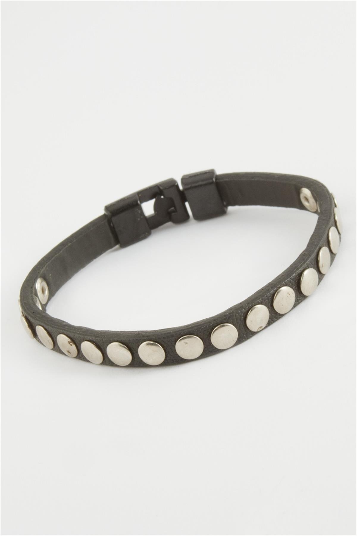 1206669_dugmeli-kaliteli-suni-deri-bileklik-34d-9b.jpg Düğmeli Kaliteli Suni Deri Bileklik-Siyah - Görsel 1