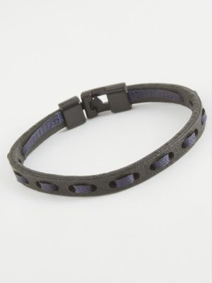 İpli Kaliteli Suni Deri Bileklik-Siyah