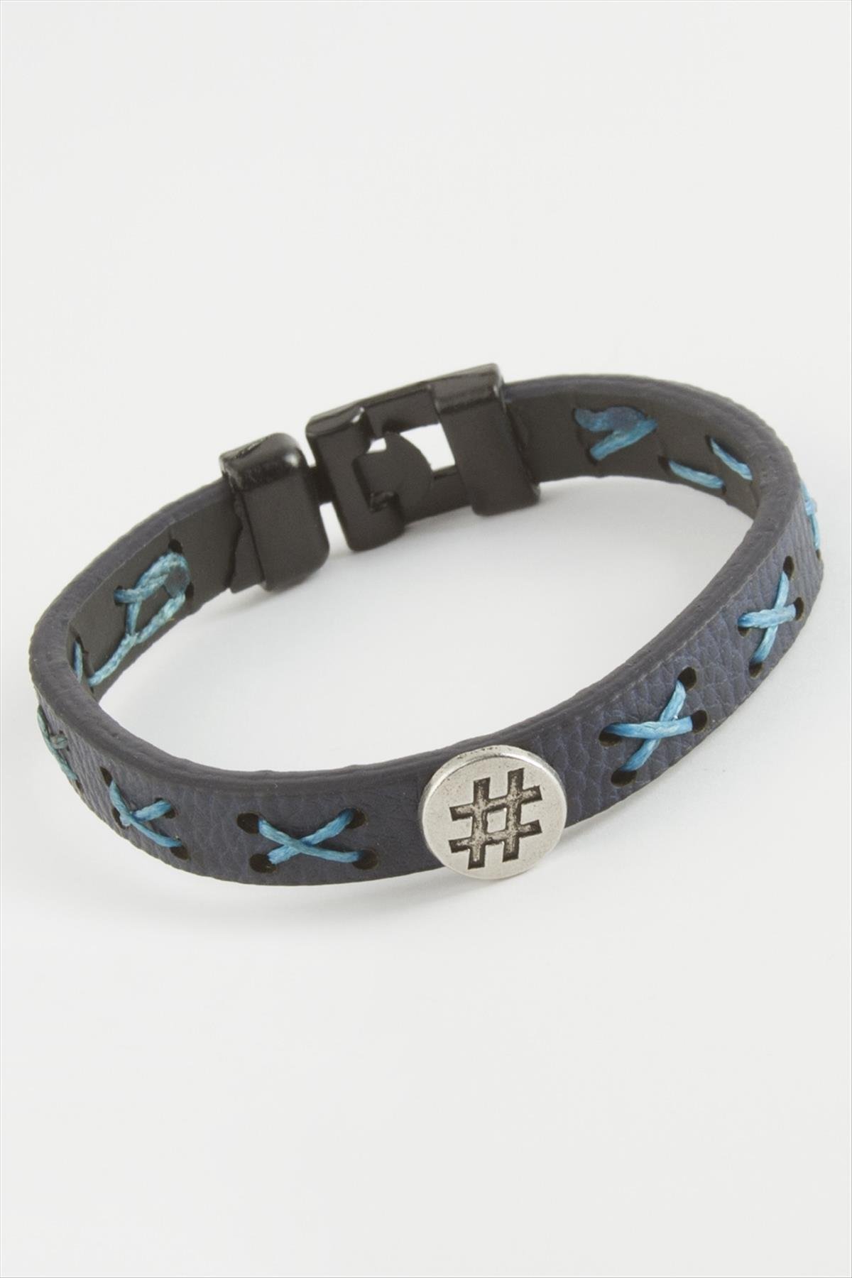 1206671_kare-kaliteli-suni-deri-bileklik-dd459a.jpg Kare Kaliteli Suni Deri Bileklik-Lacivert - Görsel 2