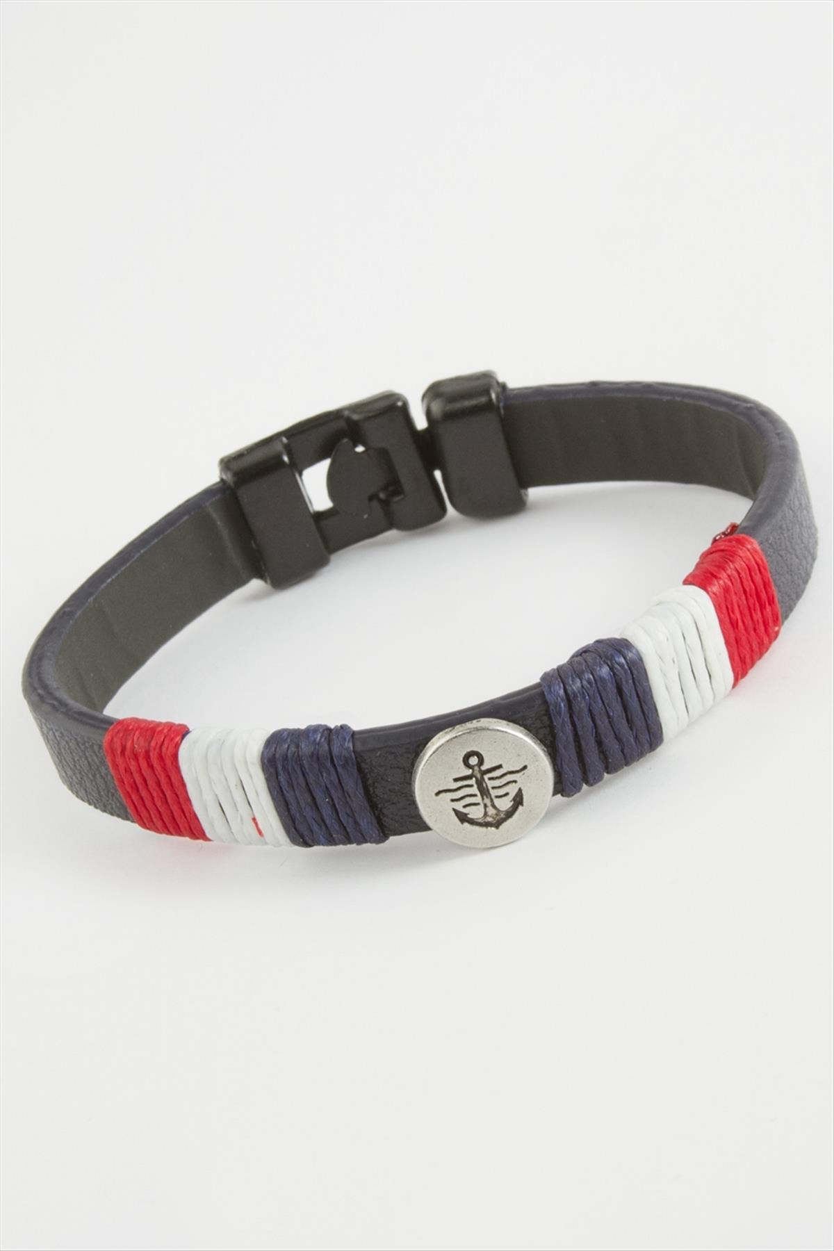 1206672_capa-kaliteli-suni-deri-bileklik-1e7b5.jpg Çapa Kaliteli Suni Deri Bileklik-Siyah - Görsel 1