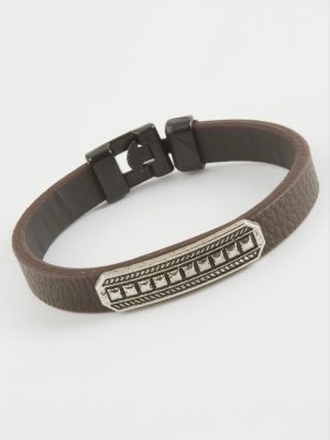 Noktalı Kaliteli Suni Deri Bileklik-Kahverengi