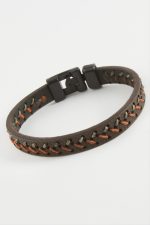 İp İşlemeli Kaliteli Suni Deri Bileklik-Kahverengi