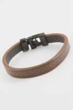 Zincir Desenli Kaliteli Suni Deri Bileklik-Kahverengi