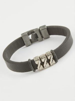 Kaliteli Suni Deri Bileklik-Siyah