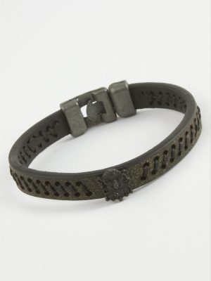 Osmanlı Bayrağı Kaliteli Suni Deri Bileklik-Yeşil