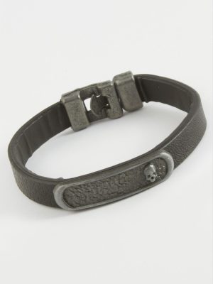 Kuru Kafa Kaliteli Suni Deri Bileklik-Siyah