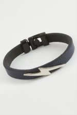 Şimşek Kaliteli Suni Deri Bileklik-Lacivert