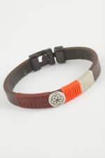 Çiçek Kaliteli Suni Deri Bileklik-Kahverengi