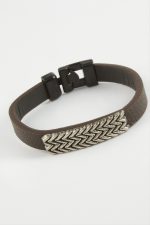 Zikzak Kaliteli Suni Deri Bileklik-Kahverengi