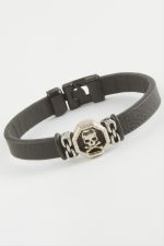 Kuru Kafa Kaliteli Suni Deri Bileklik-Siyah