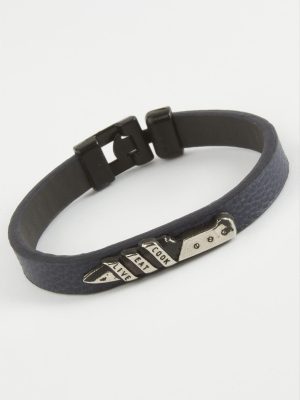 Hançer Kaliteli Suni Deri Bileklik-Lacivert