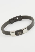 Kare Kaliteli Suni Deri Bileklik-Siyah