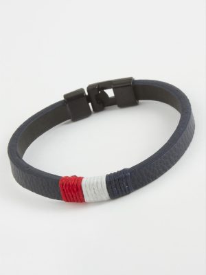 İpli Kaliteli Suni Deri Bileklik-Lacivert