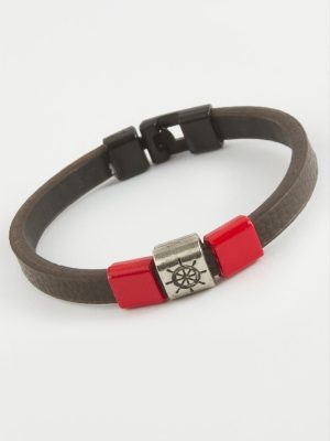 Dümen Kaliteli Suni Deri Bileklik-Kahverengi