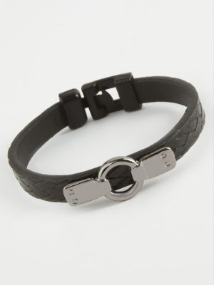 Halka Kaliteli Suni Deri Bileklik-Siyah