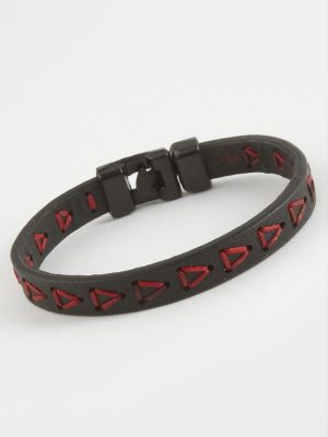 Üçgen İpli Kaliteli Suni Deri Bileklik-Siyah