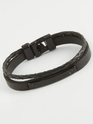 Çubuk Kaliteli Suni Deri Bileklik-Siyah
