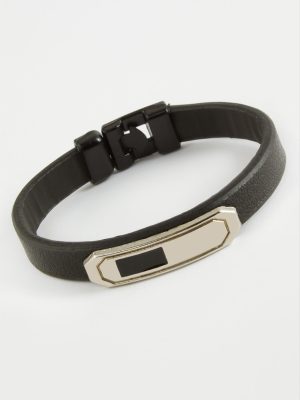 Kaliteli Suni Deri Bileklik-Siyah